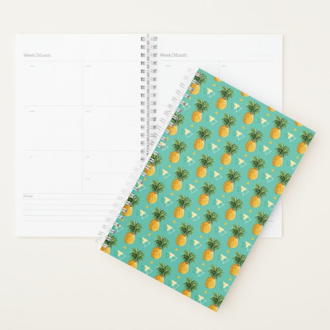 Bright Pineapples On Geometric Pattern Planner (Display)