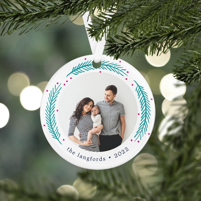 Bright Pines | Modern Christmas Photo Ornament (Creator Uploaded)