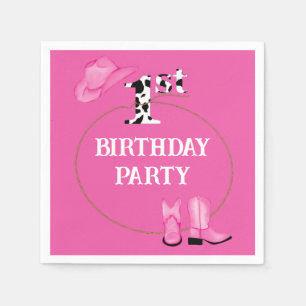 Bright Pink 1st Birthday Party or Custom Text  Napkin