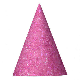 Bright Pink Abstract Mosaic Gloss Party Hat