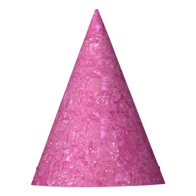 Bright Pink Abstract Mosaic Gloss Party Hat (Front)