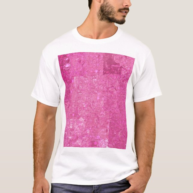 Bright Pink Abstract Mosaic Gloss T-Shirt (Front)