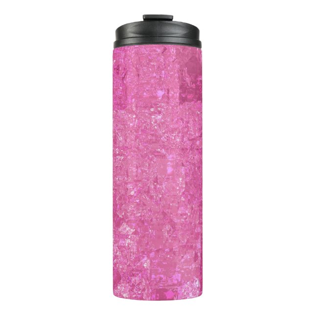 Bright Pink Abstract Mosaic Gloss Thermal Tumbler (Front)