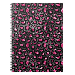 Bright Pink and Black Glam Animal Print Notebook