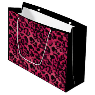 Bright pink and black spotted leopard large gift bag