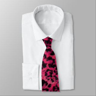 Bright pink and black spotted leopard tie