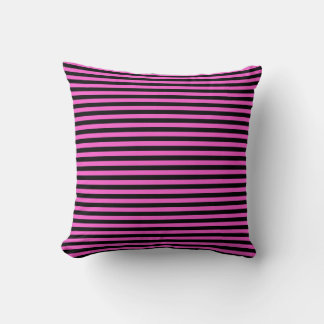 Bright Pink and Black Stripes Cushion