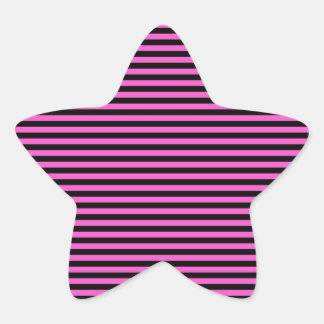 Bright Pink and Black Stripes Star Sticker
