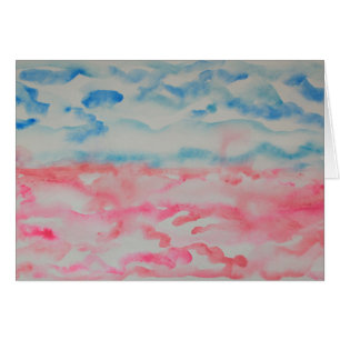 Bright Pink And Blue Abstract Watercolor Landscape