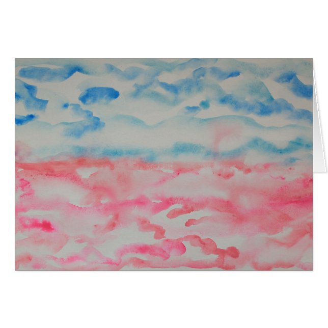 Bright Pink And Blue Abstract Watercolor Landscape (Front Horizontal)