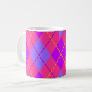 Bright Pink and Blue Argyle Pattern Coffee Mug