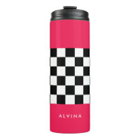 Bright pink and chequerboard