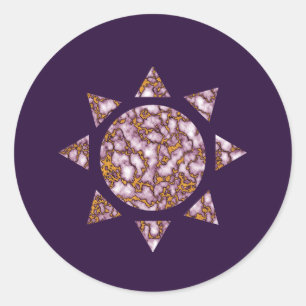 Bright Pink and Gold Marble Texture Design sun Classic Round Sticker