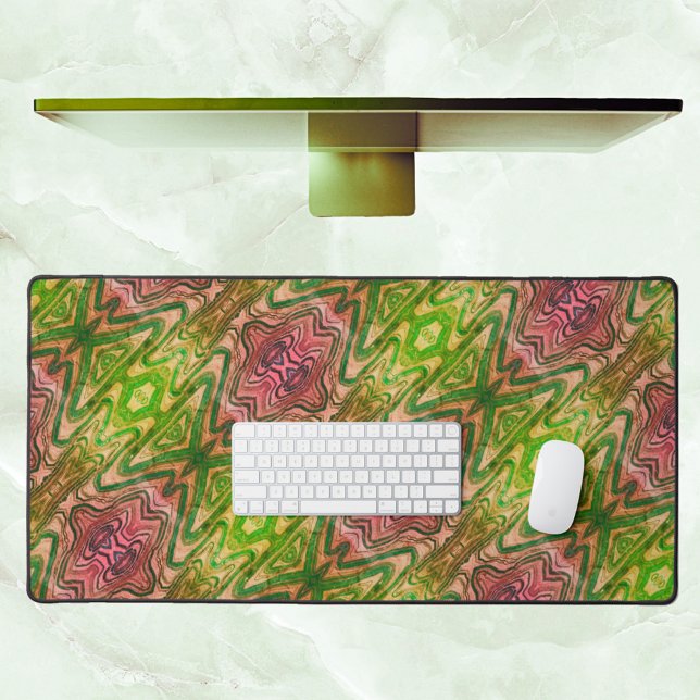 Bright Pink and Green Boho Chic Abstract Desk Mat (Creator Uploaded)