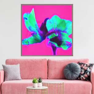 Bright Pink and Green Floral Canvas Print