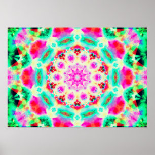 Bright Pink and Green Mandala Poster