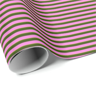 Bright Pink and Green Retro Stripe Modern Wrapping Paper