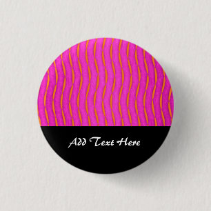 Bright Pink and Orange Abstract Modern Stripes 3 Cm Round Badge