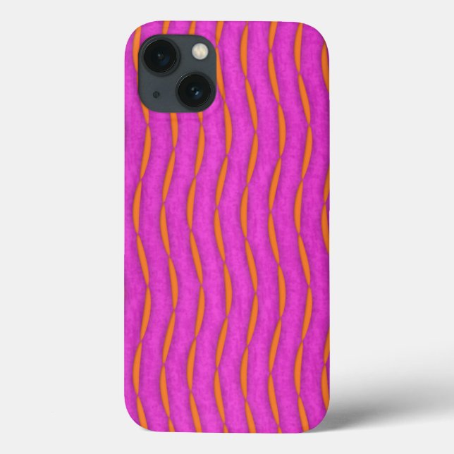 Bright Pink and Orange Modern Abstract Stripes Case-Mate iPhone Case (Back)