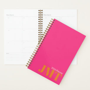 Bright Pink and Orange Monogram 2025 Planner