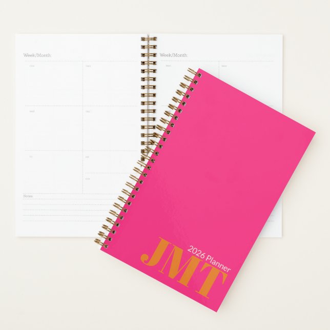 Bright Pink and Orange Monogram 2026 Planner (Display)