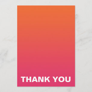 Bright Pink and Orange Ombre Wedding Thank You Card