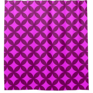 Bright Pink and Purple Geocircles Pattern Design Shower Curtain