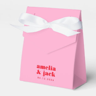 Bright Pink and Red Simple Chic Typography Wedding Favour Box
