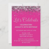 Bright Pink and Silver Glitter 30th Birthday Party