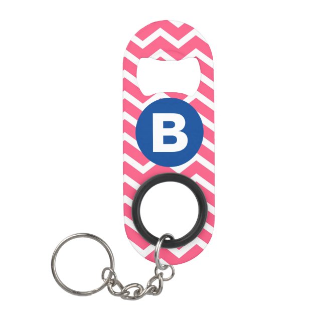 Bright Pink and White Chevron Pattern Monogram (Front)