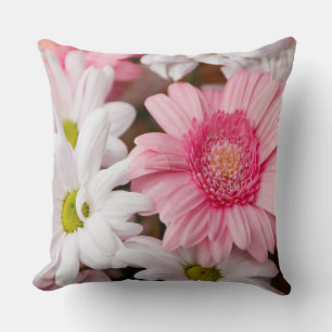 Bright Pink And White Flowers Cushion