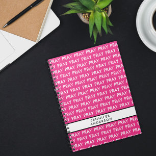 Bright pink and white minimalist prayer notebook