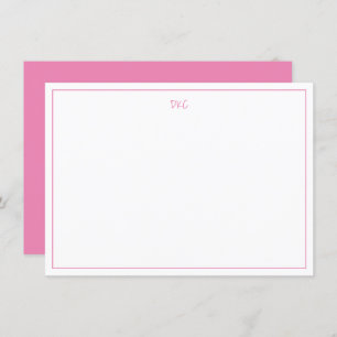 Bright Pink and White Monogrammed Flat Invitation