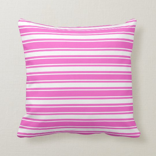 Bright Pink and white Striped Cushion | Zazzle.co.uk