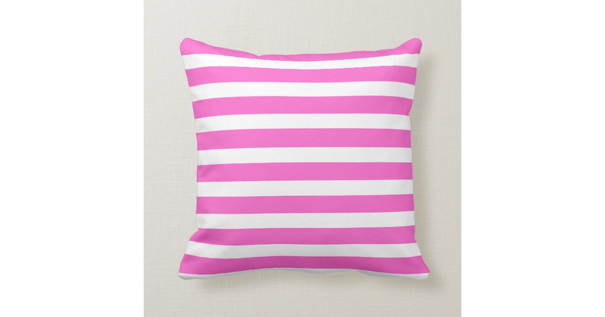 Bright Pink and white Striped Cushion | Zazzle.co.uk