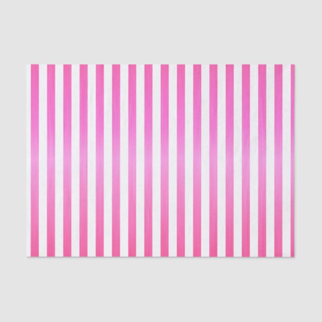 Bright Pink and White Stripes Tissue Paper (Front)