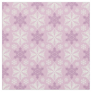 Bright Pink and Winter White Snowflake Pattern Fabric