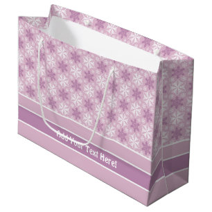 Bright Pink and Winter White Snowflake Pattern Large Gift Bag