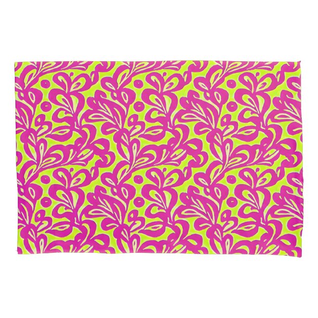 Bright Pink and Yellow Botanical Pillowcase (Front)