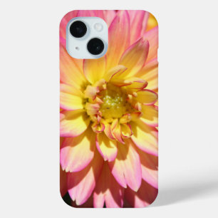 Bright Pink and yellow Dahlia Flower iPhone 15 Case