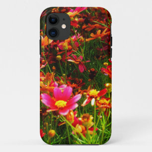 Bright pink and yellow Daisy Wild flowers iPhone 11 Case