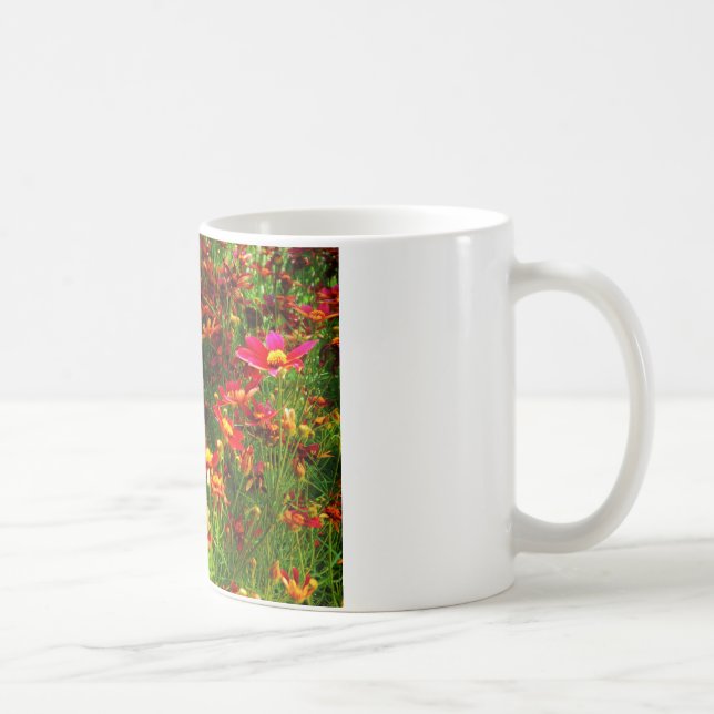 Bright pink and yellow Daisy Wild flowers Coffee Mug (Right)