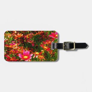 Bright pink and yellow Daisy Wild flowers Luggage Tag