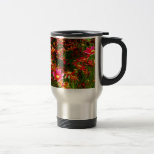 Bright pink and yellow Daisy Wild flowers Travel Mug