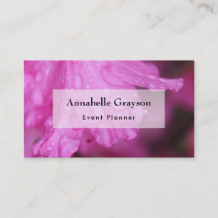 Bright Pink Azalea Photo with Water Droplets Business Card