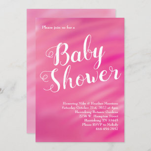 Bright Pink Baby Shower Girl Watercolor Invitation