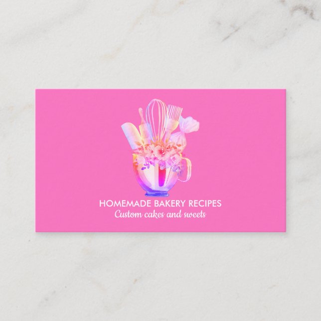 Bright Pink Bakery Cake Maker Cupcake Shop Business Card (Front)