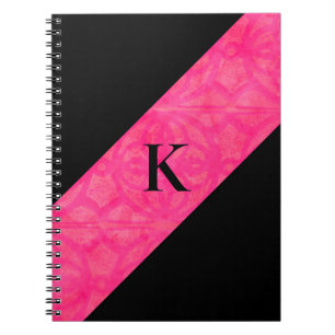 Bright Pink Batik Black Monogrammed Notebook