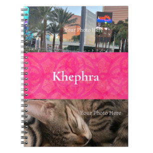 Bright Pink Batik Name and Photo Collage Notebook