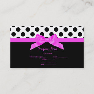 BRIGHT PINK & BLACK POLKA DOT BUSINESS CARD